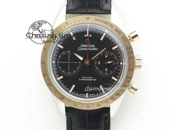 0517 Seamaster Pro Chrono RG Best Edition Black Ceramic Black Dial On RG Bracelet A ComfortFit 8130